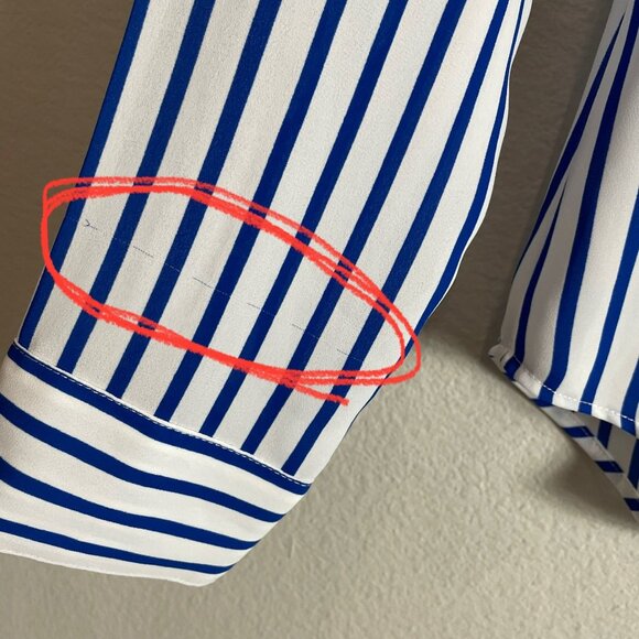 Express Womens Portofino Shirt Womens XS Slim Fit Blue White Striped Button Up - Picture 6 of 7